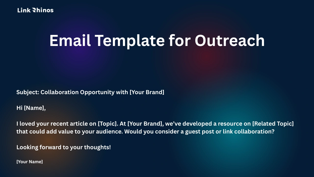 Email Template for Outreach