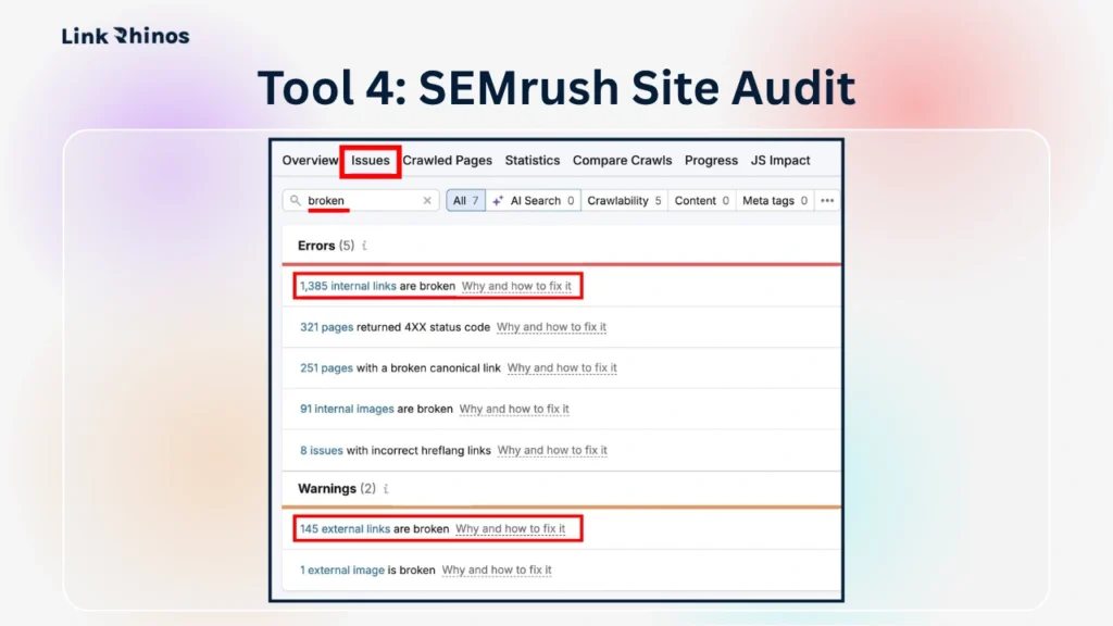Tool 4: SEMrush Site Audit