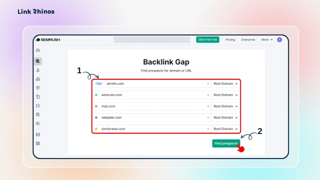 Semrush Backlinkgap